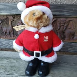 Eden toys Paddington Bear vintage Santa Christmas bear standing plush toy 1986